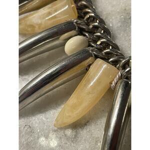 Vintage Guess Silver & Stone Claw Beaded Chain Choker Necklace